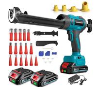 Yofidra Pistolet à Cartouche sans Fil - Pistolet Silicone Électrique avec 2×2,0 Ah Batteries, 6 Vitesses, 16 Buses, Kit Enlever Joint Silicone, Lumière LED, pour Cartouches de 300 ml