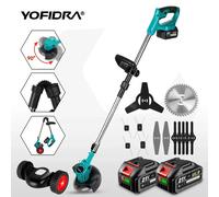 YOFIDRA tondeuse à gazon électrique portable longueur réglable coupe sans fil jardin coupe gazon tondeuse pour Makita 18V batterie broche With 2 Battery