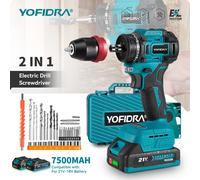 YOFIDRA - tournevis électrique sans balais 2 en 1, marteau, perceuse sans fil, outil électrique multifonctionnel à percussion pour broche de batterie Makita 18V 2 Battery Style A