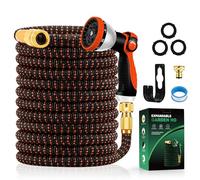 Yofidra Tuyau d'Arrosage Extensible 15m avec Pistolet à 10 Jets et Raccords | Tuyau Flexible pour Robinets de 1/2" et 3/4" Raccords en Métal, Garden Hose pour Jardin, Arrosage, Nettoyage(50FT,Orange)