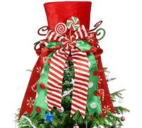 yofit Grand Chapeau Rouge avec nœud rayé et Sucette, décoration de Sapin de Noël, décoration de Bureau pour la Maison, Noël, Les Vacances, l'hiver