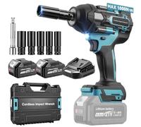 Yofuly 1000Nm hocs Sans Fil Compatible avec Batterie Makita 18V, 1/2" Boulonneuse a Choc Electrique avec 2 Batteries 4,0Ah, 4 Vitesses, Eclairage LED&5 Douilles pour Boulonner/Déboulonner
