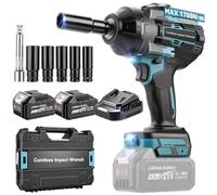Yofuly 1700Nm hocs Sans Fil Compatible avec Batterie Makita 18V, 1/2" Boulonneuse a Choc Electrique avec 2 Batteries 4,0Ah, 5 Vitesses&Eclairage LED&5 Douilles pour Voiture/Tondeuse/Pick-up