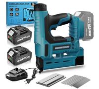 Yofuly Cloueuse Electrique sans fil Compatible avec Batterie Makita 18V, 2026 Upgrade 18GA 2-en-1 Agrafeuse Electrique Profondeur Réglable, 2 Batteries 4,0Ah, Cloueur avec 1000 Clous et 1000 Agrafes