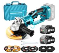 Yofuly Meuleuse d'angle sans fil Compatible avec Batterie Makita 18V, Tête Rotative à 180° | 3 Vitesses | 9000 tr/min 125 mm Disqueuse sans fil avec 6 Disques, 2 Batteries 4,0 Ah pour Meulage/Découpe