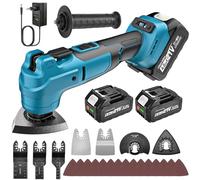 Yofuly Outil Multifonction sans fil Compatible Makita 18V Batterie | Moteur Brushless, 2 Batteries 4,0Ah, 6 Vitesses & Mode Auto, Système Anti-Vibration, Scie Oscillante avec 23 Accessoires