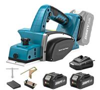 Yofuly Rabot Sans Fil Compatible avec Batterie Makita 18V, 15000tr/min, Largeur de Rabotage 82mm, Profondeur de Coupe 0-2mm, Raboteuse Electrique avec 2×4.0Ah Batterie pour le travail Bois/Portes