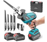Yofuly Scie Sabre sans fil Compatible avec Batterie Makita 18V, 6 Vitesse Variable 3500SPM Changement de Lame sans Outil, Scie Egoîne avec 2 * 3000Ah Batterie, 4 Lames de Scie pour le Bois/Métal