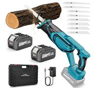 Yofuly Scie Sabre sans fil Compatible avec Batterie Makita 18V | Moteur Brushless 3500SPM, 28mm Longueur de Course, Scie Alternative avec 2 Batteries 4,0 Ah, 8 Lames pour Bois Métal