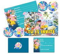 YOGARTH 12x Carte Invitation Anniversaire Garcon Fille en Français avec Enveloppes, Ensemble de Cartes d'Invitation Anniversaire à Thème pour Enfants (A6) (B)