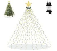 YOHAYO Guirlande Lumineuse Sapin de Noël 2M avec Couronne et Étoile 16 Brins 410 LEDs 8 Modes d'Éclairage Guirlande Cascade pour Intérieur et Extérieur Blanc Chaud