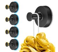 YOHOM Crochet Ventouse Salle de Bain Porte Serviette Ventouse Puissant Support Accroche Torchon Cuisine Ventouse Crochet Douche Murale pour Peignoir Manteau Acier Inox 4 Pièces Noir mat