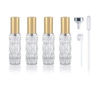 YoHyien 4 Pièces Vaporisateur Parfum Rechargeable 10ml, Flacon Parfum Vide de Voyage, Atomiseur de Sac Portable, Mini Flacon Spray Vide Verre, Petit Recharge Fiole de Poche (Doré)