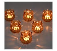 YoHyien Lot de 6 Photophores en Verre, Bougeoir Verre Tulipe pour Centre de Table, Photophore Bougie Decoratif, Porte Bougie Chauffe Plat pour Noël, Mariage, Décoration de Maison (Ambre)
