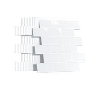 Yoillione Plus épais Credence Adhesive pour Cuisine, Faux Carrelage Adhesif Mural Salle de Bain, Crédence Adhesive Metro 3D (10 Pièces, Blanc Pur)