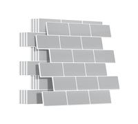 Yoillione Plus épais Credence Adhesive pour Cuisine, Faux Carrelage Adhesif Mural Salle de Bain, Crédence Adhesive Metro 3D (5 Pièces, Gris Clair)
