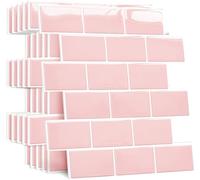 Yoillione Plus épais Credence Adhesive pour Cuisine, Faux Carrelage Adhesif Mural Salle de Bain, Crédence Adhesive Metro 3D (10 Pièces, Rose)