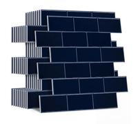 Yoillione Plus épais Credence Adhesive pour Cuisine, Faux Carrelage Adhesif Mural Salle de Bain, Crédence Adhesive Metro 3D (10 Pièces, Bleu Lycan)
