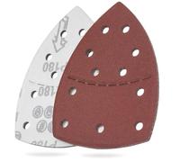 YoiYee Lot de 12 feuilles abrasives triangulaires Delta - 11 trous - Accessoires pour ponceuse multifonction - Grain 180 - Rouge