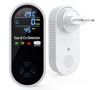 YOJOCK Détecteur 4-en-1 de Gaz et Monoxyde de Carbone avec Alerte Sonore, Mesure du CO, Température, Humidité, Autotest, pour Salon, Chambre, sous-Sol, Garage, Bureaux et Plus