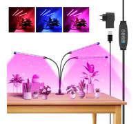 YOJZMA Lampe de Culture pour Plantes, Lampe LED à Pince avec Spectre Complet Rouge et Bleu, Minuterie 3/9/12 Heures, 3 Modes de Commutation, 10 Niveaux d'Intensité, Col Flexible-3 Têtes