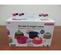 YOKO DESIGN Moules à Angel Cake lot de 4 Silicone/Platinum Fuchsia/Violet Foncé