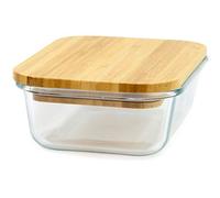 Yoko Design - PLAT EN VERRE avec couvercle en bambou. 1000 ml