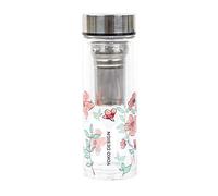 YOKO DESIGN - THEIERE en Verre Double PAROI Garden PAR'TEA 350 ML avec Fleurs Roses