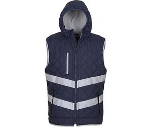 YOKO HV007 | Hi Vis Kensington Hooded Gilet - Gilet de travail - EN ISO 20471 - Couleur : Navy - Taille : XXL