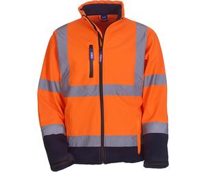 YOKO HVK09 | High Visibility 2 Bands & Braces Softshell Jacket - Farbe : Hi-Vis Orange/Navy - Größe : L