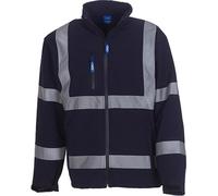 YOKO HVK09 | Veste Softshell haute visibilité 2 bandes et bracelets - Couleur : Navy - Taille : XL