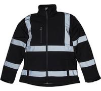 YOKO HVK09 | Veste Softshell haute visibilité 2 bandes et bracelets - Couleur : Noir - Taille : XXL