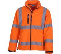 YOKO HVK09 | Veste Softshell Haute Visibilité 2 bandes et bracelets - Couleur : Orange Hi-Vis - Taille : XL