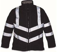 YOKO HVW706 | Hommes Hi Vis Kensington Veste de travail (with Fleece Lining) - Couleur : Black - Taille : M