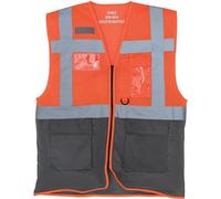 YOKO HVW820 | Hommes Hi Vis Top Cool Open Mesh Executive Waistcoat - Couleur : Hi-Vis Orange/Grey - Taille : XL