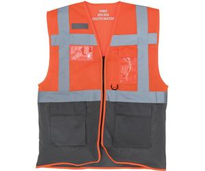 YOKO HVW820 | Hommes Hi Vis Top Cool Open Mesh Executive Waistcoat - Couleur : Hi-Vis Orange/Grey - Taille : XL
