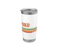 YOKO Retro Personnalisé Prénom Vintage Rayures Gobelet isotherme en acier inoxydable double paroi