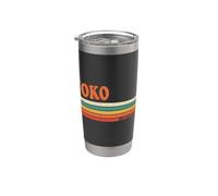 YOKO Retro Personnalisé Prénom Vintage Rayures Gobelet isotherme en acier inoxydable double paroi