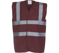 Yoko Veste de yk001/HVW100 Haute visibilité 2 Bandes et Bretelles Gilet sans Manches pour Femme Petit Bordeaux