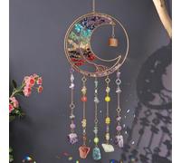 Yokqexz Capteur Lumière Cristal Arbre de Vie, Déco Murale Fenêtre Boho | Lune Attrape-Rêves, Cadeau Femmes Filles, Déco Suspendue Faite Main for Chambre Salon(7 Chakra (Multicolor))