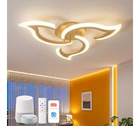 YOLEDY Plafonnier Connecté Compatible Alexa, LED Dimmable avec App et Commande Vocale, Luminaire Moderne Design Fleur avec Télécommande pour Chambre, Cuisine, Salle à Manger, WiFi 2.4GHz, Or