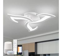 YOLEDY Plafonnier Connecté Compatible Alexa, LED Dimmable avec App et Commande Vocale, Luminaire Moderne Design Fleur avec Télécommande pour Chambre, Cuisine, Salle à Manger, WiFi 2.4GHz, Blanc