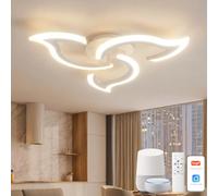 YOLEDY Plafonnier Connecté Compatible Alexa, LED Dimmable avec App et Commande Vocale, Luminaire Moderne Design Fleur avec Télécommande pour Chambre, Cuisine, Salle à Manger, WiFi 2.4GHz, Blanc