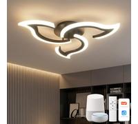 YOLEDY Plafonnier Connecté Compatible Alexa, LED Dimmable avec App et Commande Vocale, Luminaire Moderne Design Fleur avec Télécommande pour Chambre, Cuisine, Salle à Manger, WiFi 2.4GHz, Noir