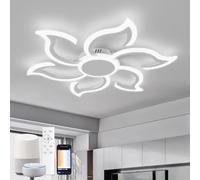 YOLEDY Smart WiFi Éclairage de Plafond Compatible pour Alexa & Google Home, Φ88cm Lustre Plafonnier Moderne Design Fleur, Dimmable, Fonction Mémoire, Led Luminaire Plafond pour Chambre, Salon, Blanc