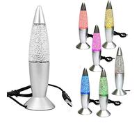 YoLight Veilleuse USB Lampe à Lave Paillettes Glitter LED à Couleur Changeante 7.28" (Argent)