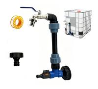 Yolistar Kit IBC 2 en 1 avec Adaptateur - Robinet Col de Cygne + Vanne à Bille 3/4", Raccord pour Cuve 1000L, Fût IBC et Récupérateur d'Eau de Pluie, Acier Inoxydable, Hauteur 25 cm