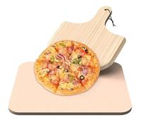 Yolistar Pierre à Pizza avec Pelle - Set de Planches à Pizza en Cordiérite pour la Cuisson de la Pizza, du Pain(38*30cm)