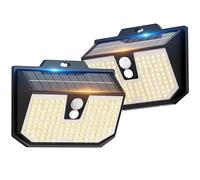 Yolsunes 3 Modes Lumière Solaire Extérieure avec Detecteur Lot de 2，3000K | Lampe Solaire Exterieur Detecteur de Mouvement ,132 Éclairage Extérieur LED,IP65 Etanche pour Mural Jardin Garage Carport
