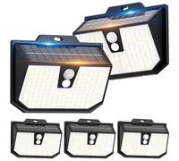 Yolsunes 3 Modes Lumière Solaire Extérieure avec Detecteur Lot de 5,6000K | Lampe Solaire Exterieur Detecteur de Mouvement ,132 Éclairage Extérieur LED,IP65 Etanche pour Mural Jardin Garage Carport
